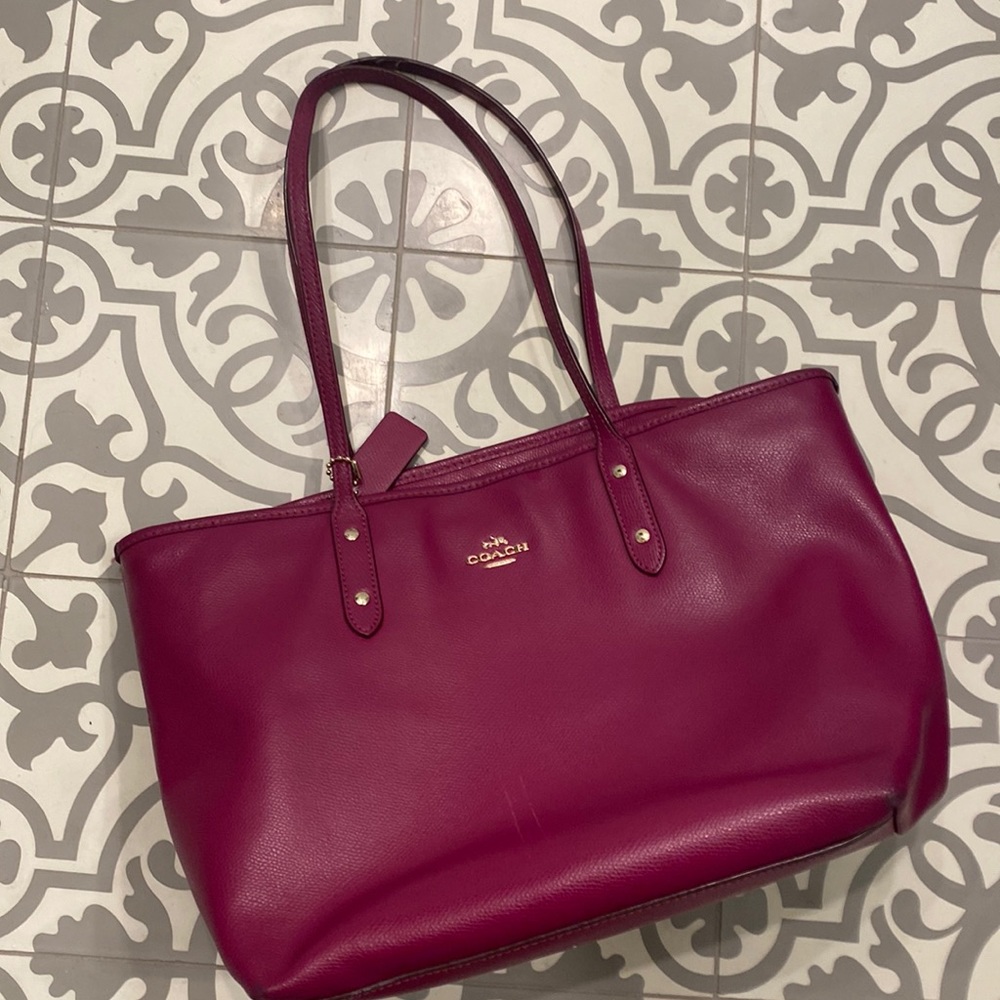 Dark Pink Coach Tote